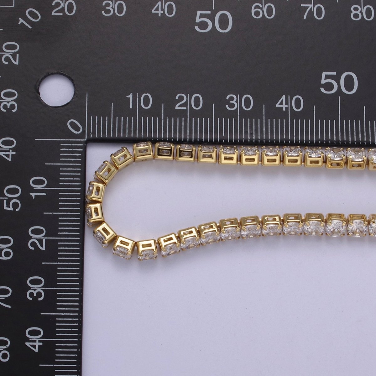 Classic Cubic Zirconia Tennis Necklace , Diamond Necklace , 14K Gold plated Tennis Adjustable Necklace, Gift for her | WA-602 Clearance Pricing - DLUXCA