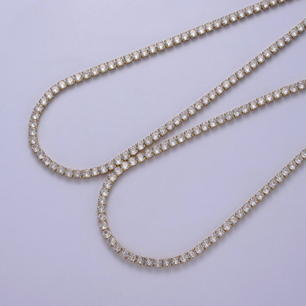 Classic Cubic Zirconia Tennis Necklace , Diamond Necklace , 14K Gold plated Tennis Adjustable Necklace, Gift for her | WA-602 Clearance Pricing - DLUXCA