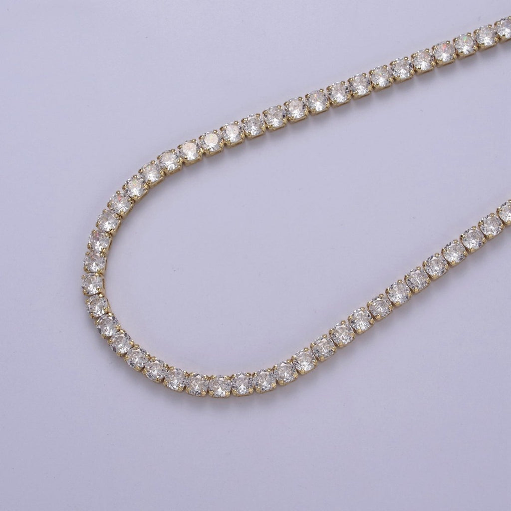 Classic Cubic Zirconia Tennis Necklace , Diamond Necklace , 14K Gold plated Tennis Adjustable Necklace, Gift for her | WA-602 Clearance Pricing - DLUXCA