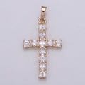 Clear Crystal Cross Gold plated Pendants J-273 - DLUXCA
