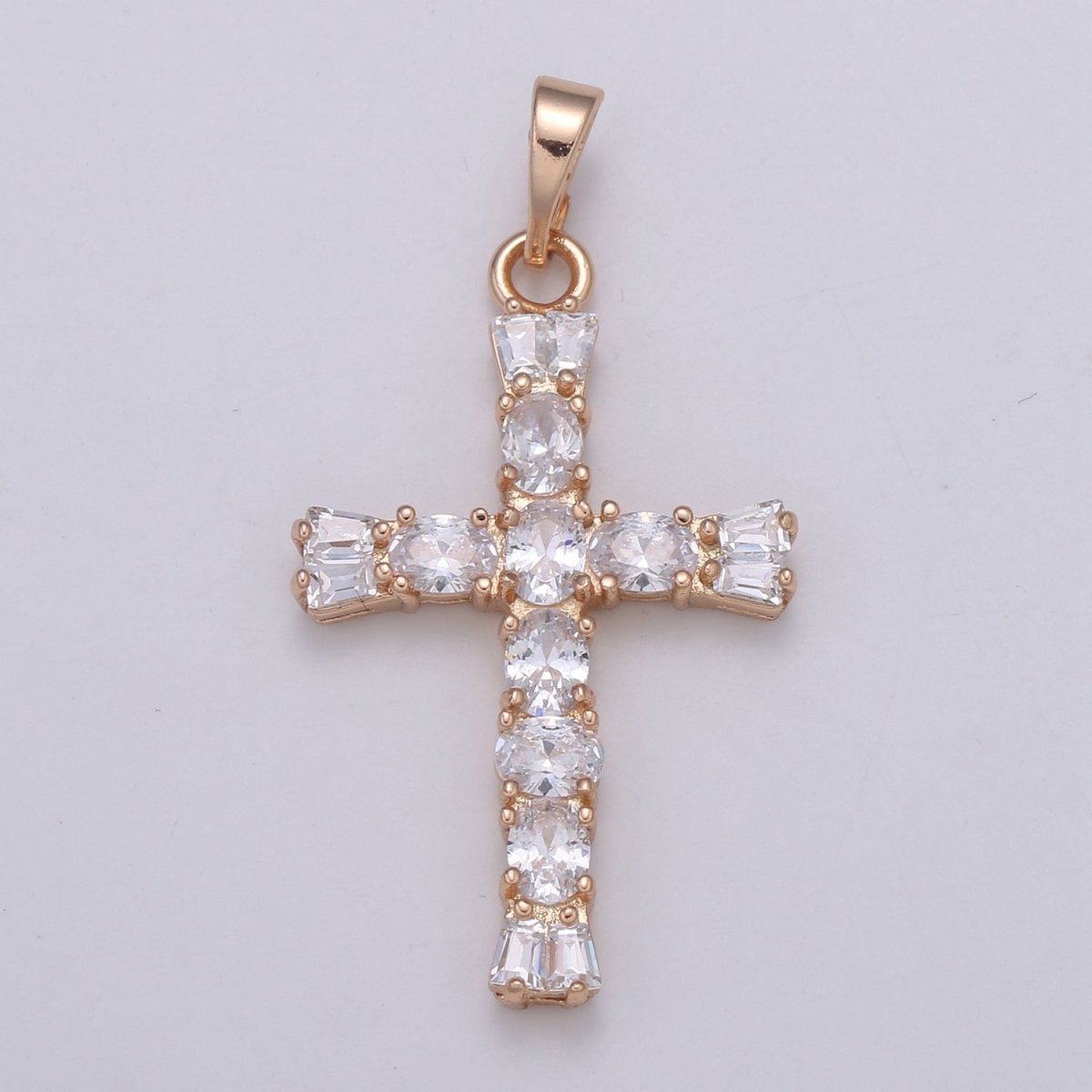 Clear Crystal Cross Gold plated Pendants J-273 - DLUXCA