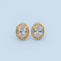 Clear CZ Dotted Encircle Oval Stud Earrings in Gold & Silver | AB1500 AB1551 