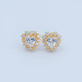 Clear CZ Encircle Heart Stud Earrings in Gold & Silver | AE981 AE1008 