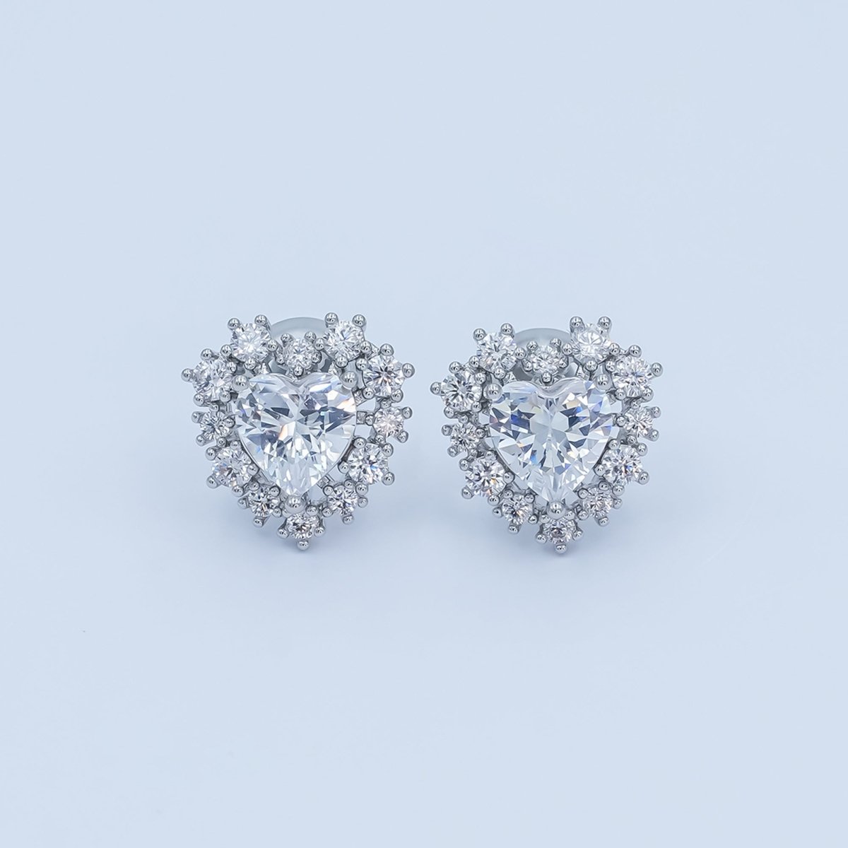 Clear CZ Encircle Heart Stud Earrings in Gold & Silver | AE981 AE1008 