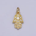 Clear CZ Hamsa Hand Gold Add-On Charm | AC201 - DLUXCA