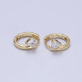 Clear CZ Heart Spiral 12mm Gold Cartilage Minimalist Huggie Earrings | AB429 - DLUXCA