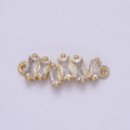 Clear CZ Micro Pave Charm Connector Wavy Line Connector Baguette Cluster Link Connector F-054 - DLUXCA