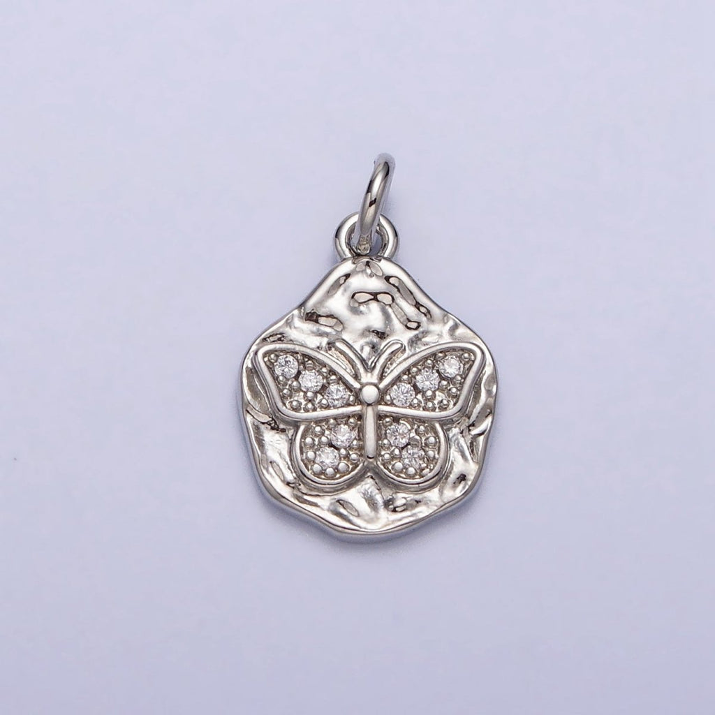Clear Micro Paved CZ Butterfly Mariposa Hammered Chain in Gold & Silver | AC307 AC308 - DLUXCA