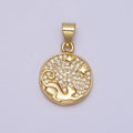 Clear Micro Paved CZ Curling Pet Cat Stars Gold Round Pendant | AA092 - DLUXCA