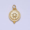 Clear Micro Paved CZ Filigree Nature Flower Round Gold Add-On Charm | AC371 - DLUXCA