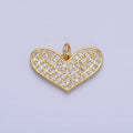 Clear Micro Paved CZ Heart Valentine Gold Charm | AC354 - DLUXCA