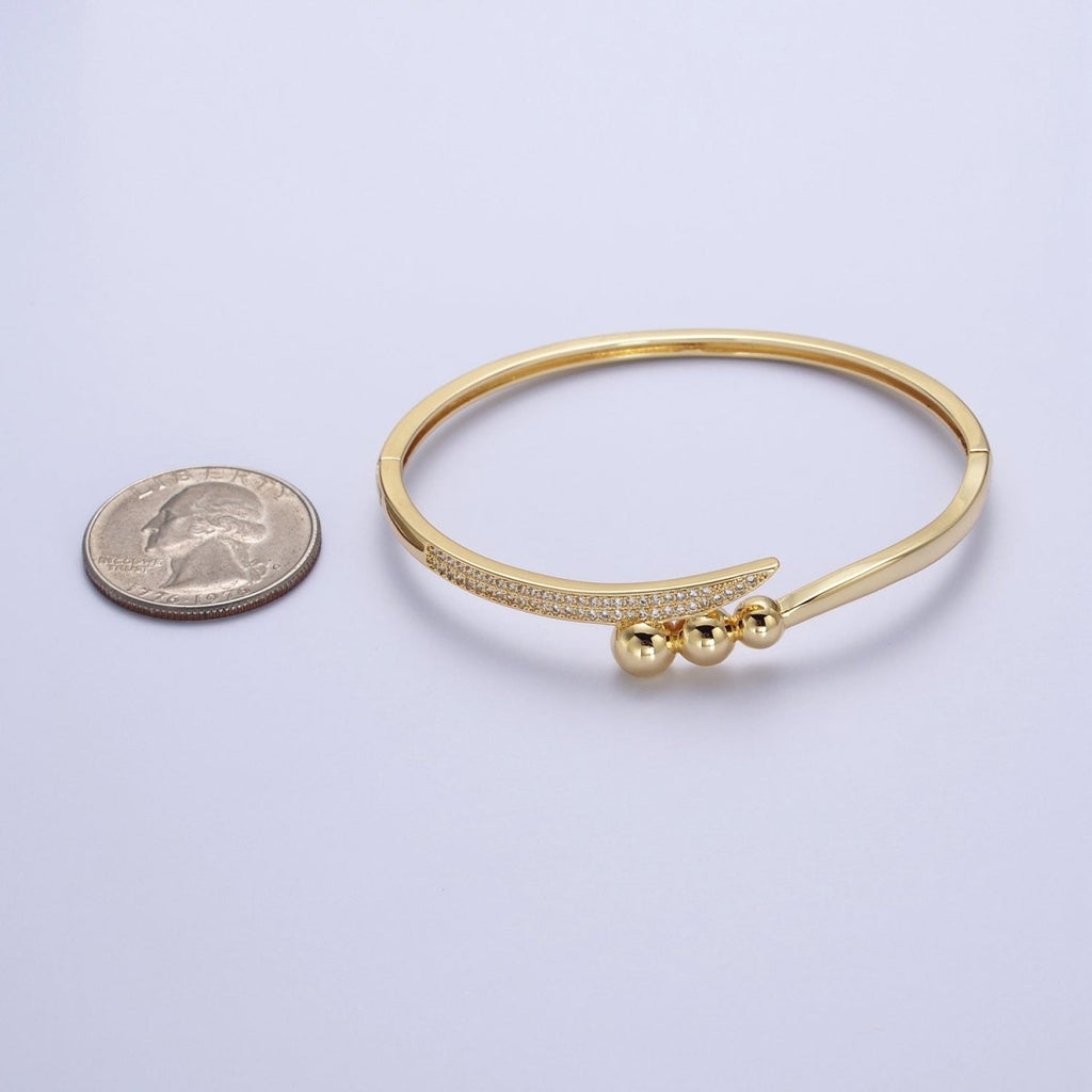 Clear Micro Paved CZ Rounded Beaded Bubble Ball Bangle Bracelet in Gold & Silver | WA-1515 WA-1516 Clearance Pricing