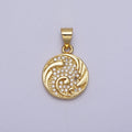Clear Micro Paved CZ Swirl Curved Round Pendant | AA086 - DLUXCA