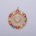 Clear Micro Paved Heart Geometric Bar Rounded Multicolor Oval CZ Medallion Charm | X-125 - DLUXCA