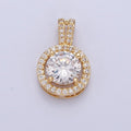 Clear Pendant Necklace for Women, Classic Round Pendant Necklace with Clear Cubic Zirconia Stones for Women X-336 X-337
