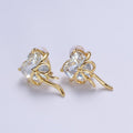 Clear / Red Heart Cubic Zirconia Ribbon Gold Studs Earrings For Valentine Love | AD-075 AD-076