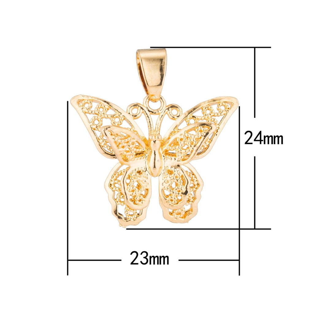 Clearance Dainty Gold plated Butterfly Pendants Monarch Charm H-176 - DLUXCA