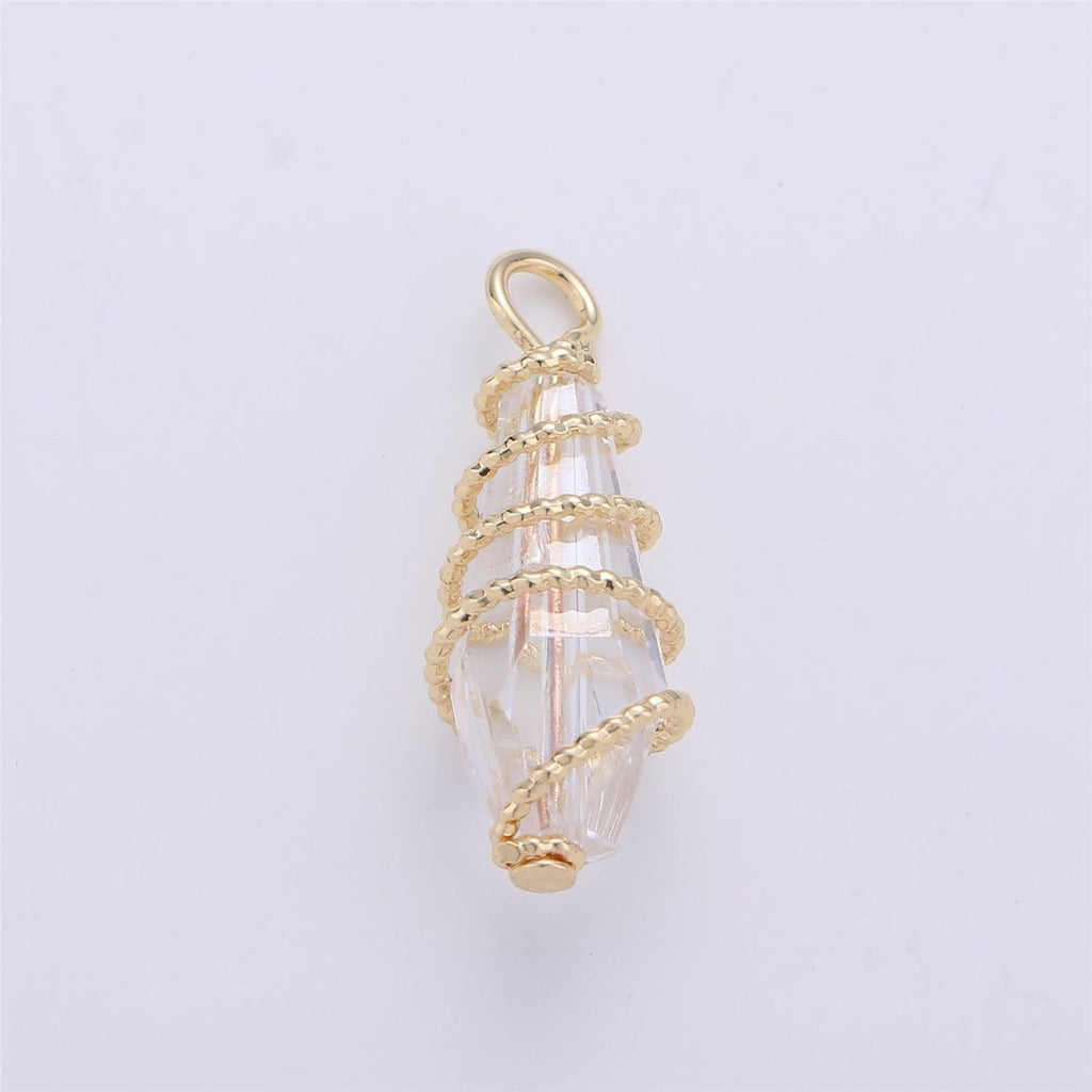 Clearance! Gold Hand Wired Cubic Zirconia Crystal for DIY Necklace E-497 - DLUXCA