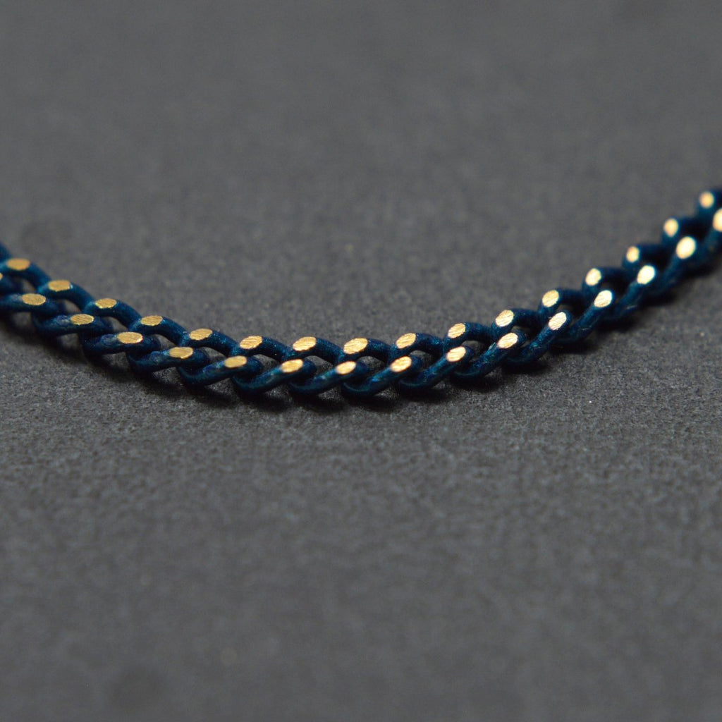 Clearance Pricing BLOWOUT Dark Blue Shimmer Cable Chain On Brass 1.8mm width Gold Navy Enamel Unfinished chain for Bracelet Necklace Component Chain | ROLL-445 - DLUXCA