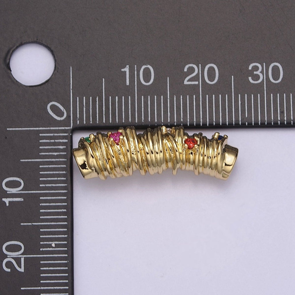 Colorful CZ Gold Tube Micro Pave Spacer Bar Micro Pave Bead Spacer Separator for Bracelet Necklace Supply | B-080 B-161 - DLUXCA