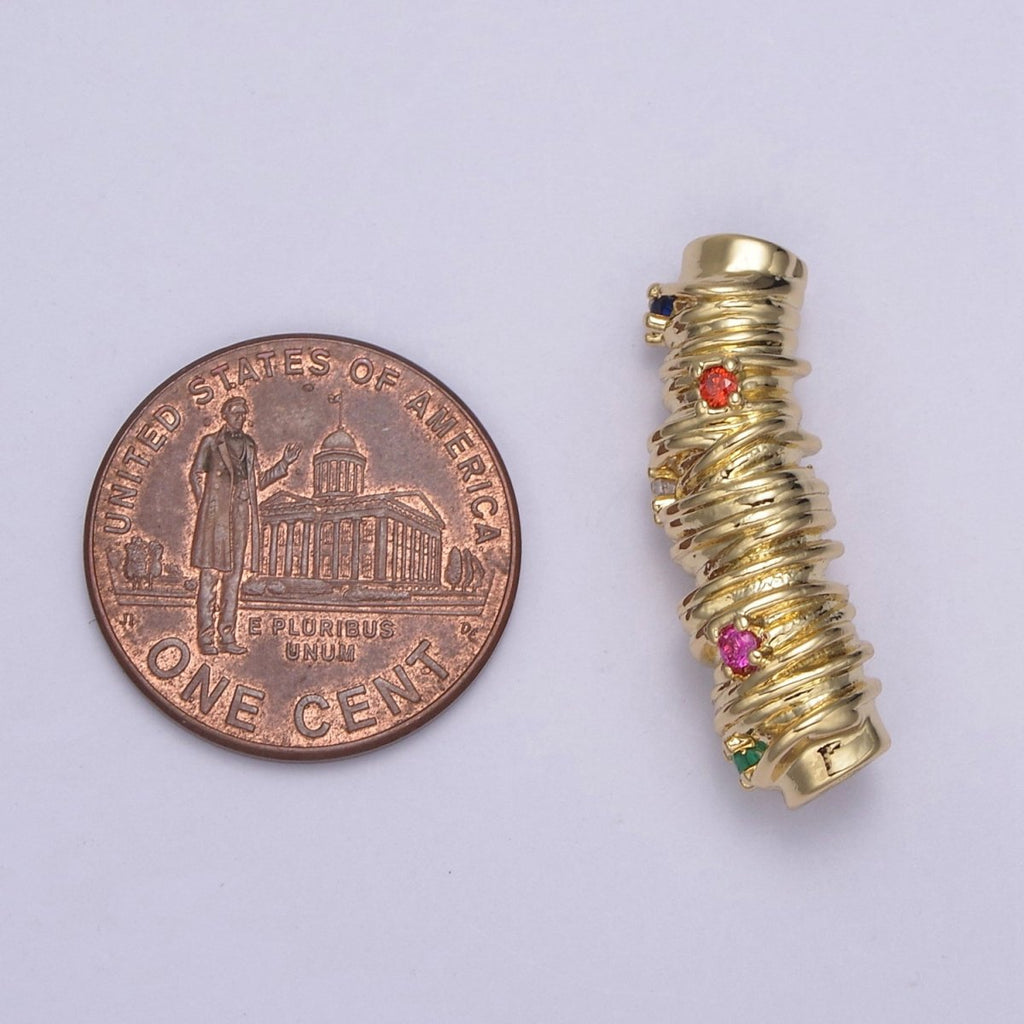 Colorful CZ Gold Tube Micro Pave Spacer Bar Micro Pave Bead Spacer Separator for Bracelet Necklace Supply | B-080 B-161 - DLUXCA