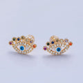 Colorful CZ Stud Earring Evil Eye Stud Earring jewelry T-472 - DLUXCA