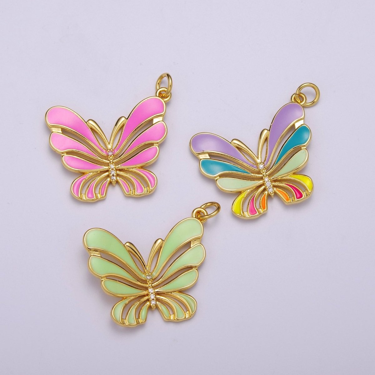 Colorful Enamel Butterfly Charm Necklace Bracelet Earring Pendant Gold plated Mariposa Charm M-801 M-802 M-803