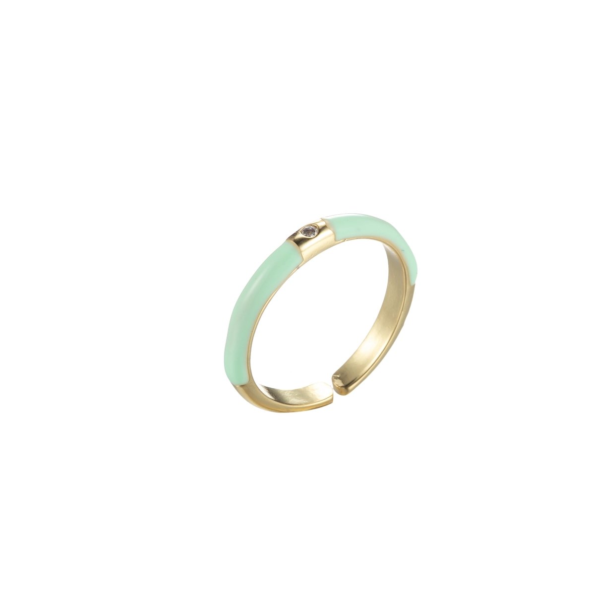 Colorful Enamel Stack Rings Gold plated with Charming Cubic Zirconia Minimalist Fashion Jewelry O-860~O-869