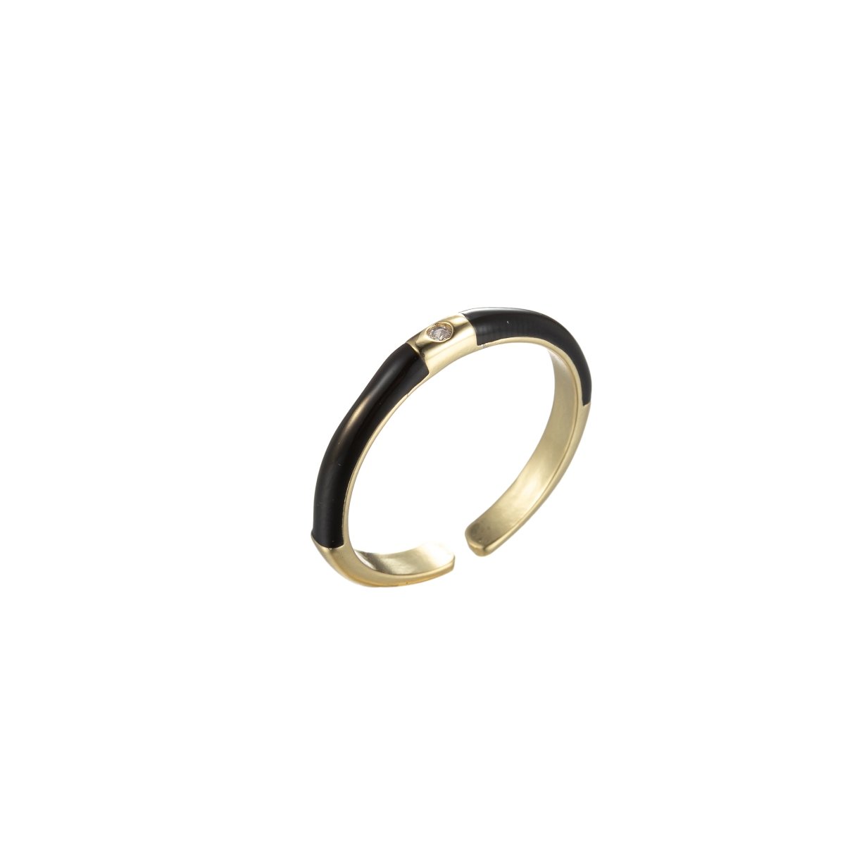 Colorful Enamel Stack Rings Gold plated with Charming Cubic Zirconia Minimalist Fashion Jewelry O-860~O-869