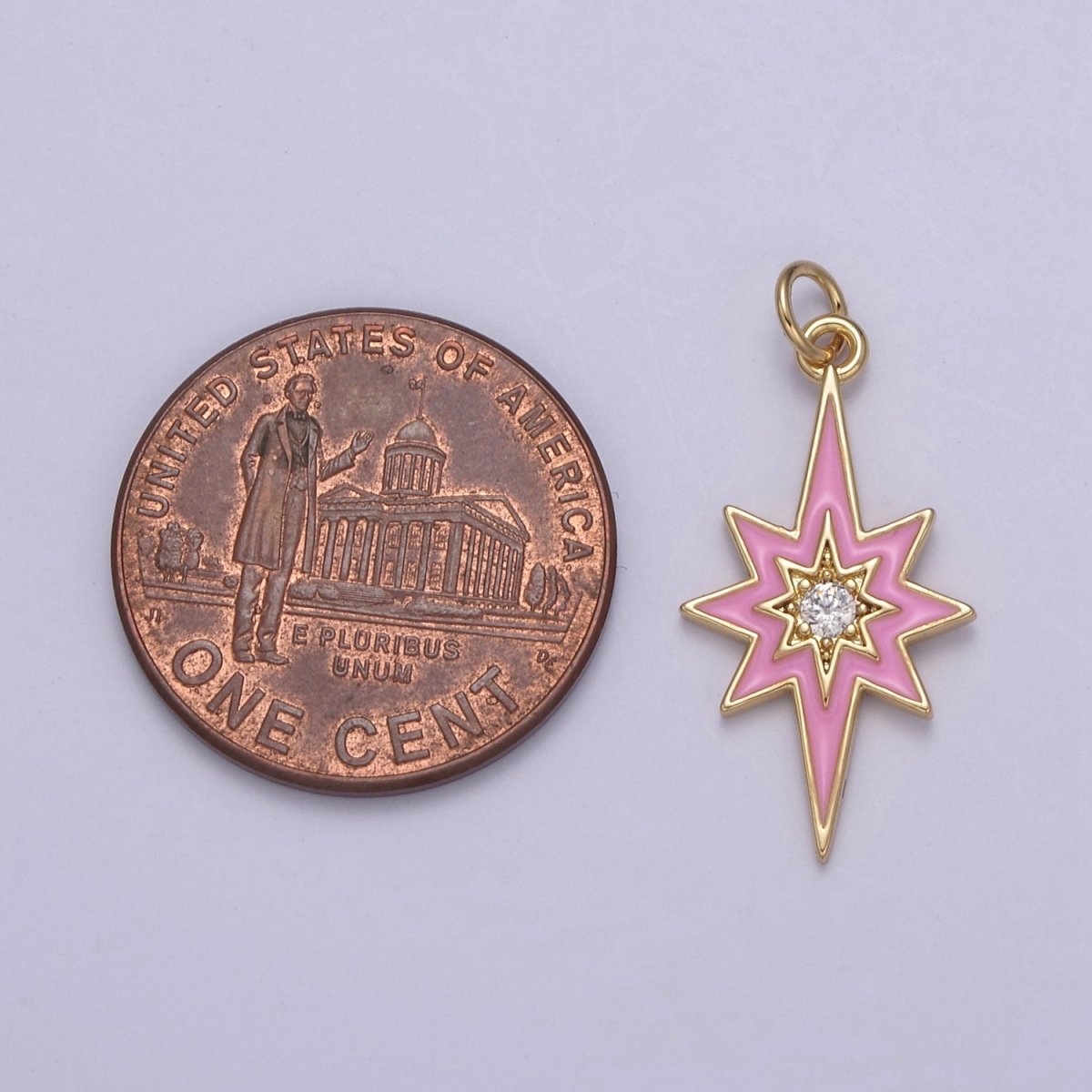Colorful Enamel Star Charm 8 Point Star Starburst North Star Pendant - Gold plated Statement Celestial Charm Pendant N-729 - N-735 - DLUXCA