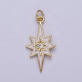 Colorful Enamel Star Charm 8 Point Star Starburst North Star Pendant - Gold plated Statement Celestial Charm Pendant N-729 - N-735 - DLUXCA