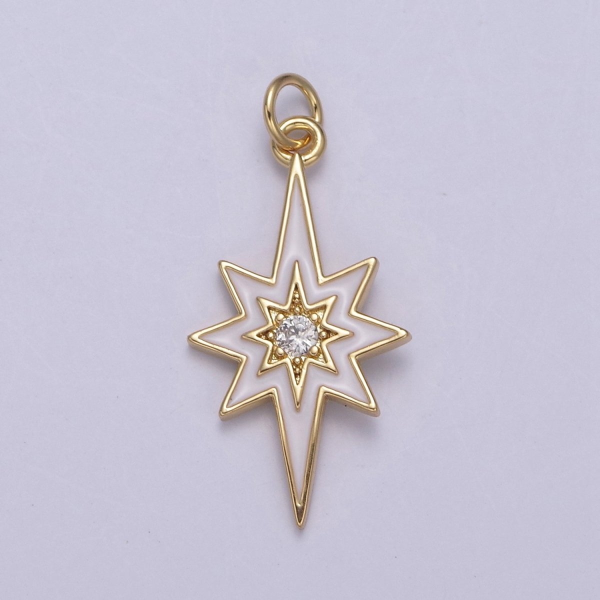 Colorful Enamel Star Charm 8 Point Star Starburst North Star Pendant - Gold plated Statement Celestial Charm Pendant N-729 - N-735 - DLUXCA