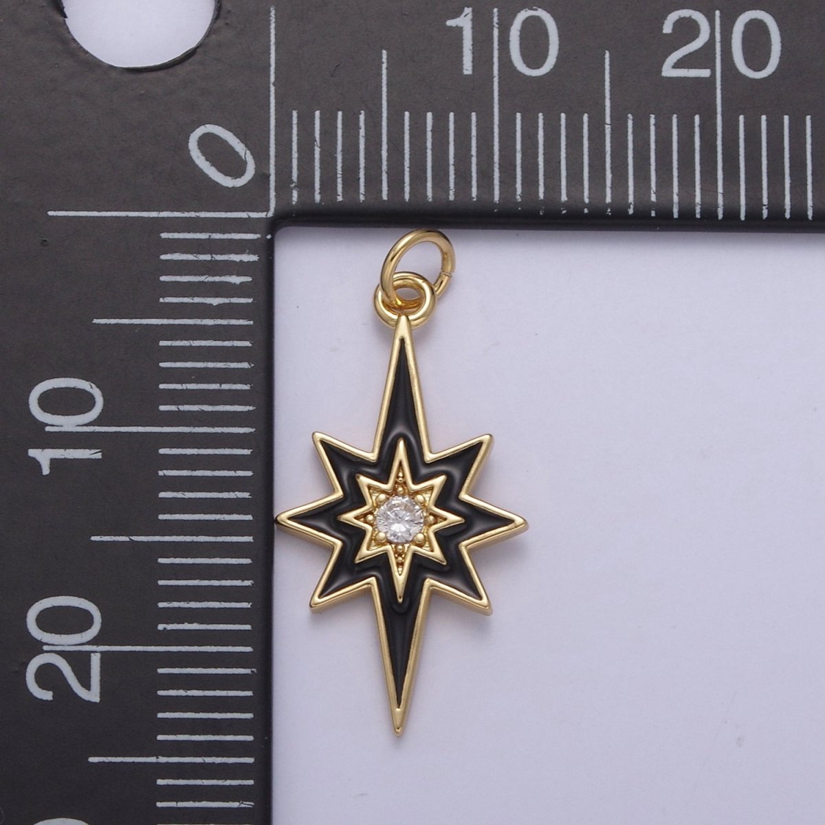 Colorful Enamel Star Charm 8 Point Star Starburst North Star Pendant - Gold plated Statement Celestial Charm Pendant N-729 - N-735 - DLUXCA