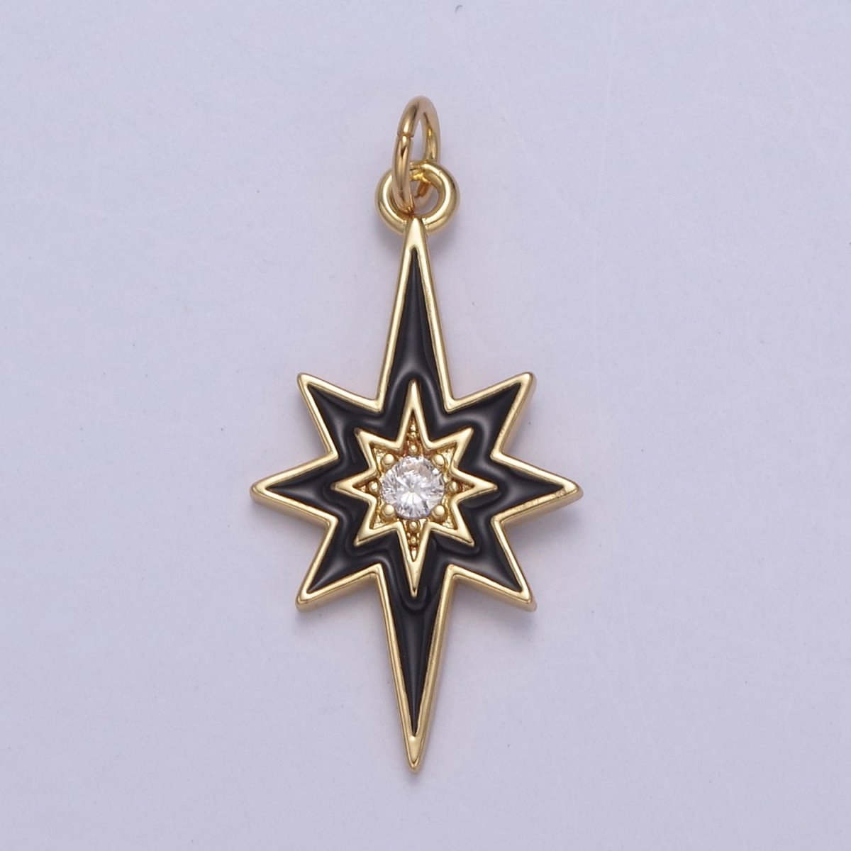 Colorful Enamel Star Charm 8 Point Star Starburst North Star Pendant - Gold plated Statement Celestial Charm Pendant N-729 - N-735 - DLUXCA