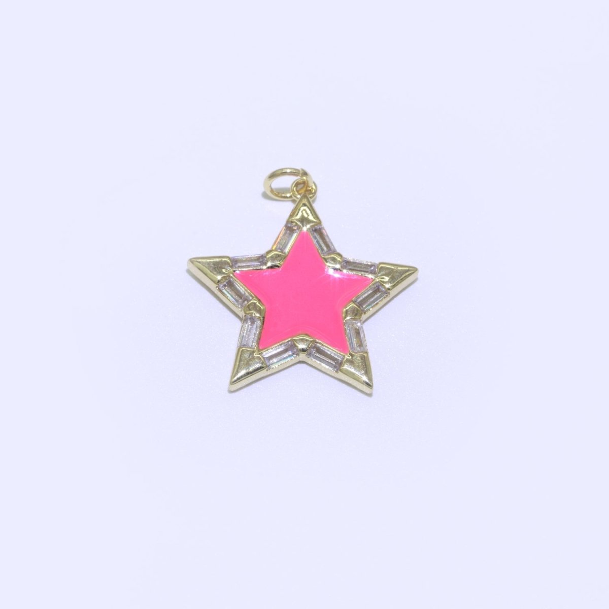 Colorful Enamel Star Charm Pendant, Red Yellow Pink Green Blue Enamel Cubic Pendant, 14K gold plated Celestial Jewelry Making Supply M-325-M-335