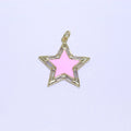 Colorful Enamel Star Charm Pendant, Red Yellow Pink Green Blue Enamel Cubic Pendant, 14K gold plated Celestial Jewelry Making Supply M-325-M-335