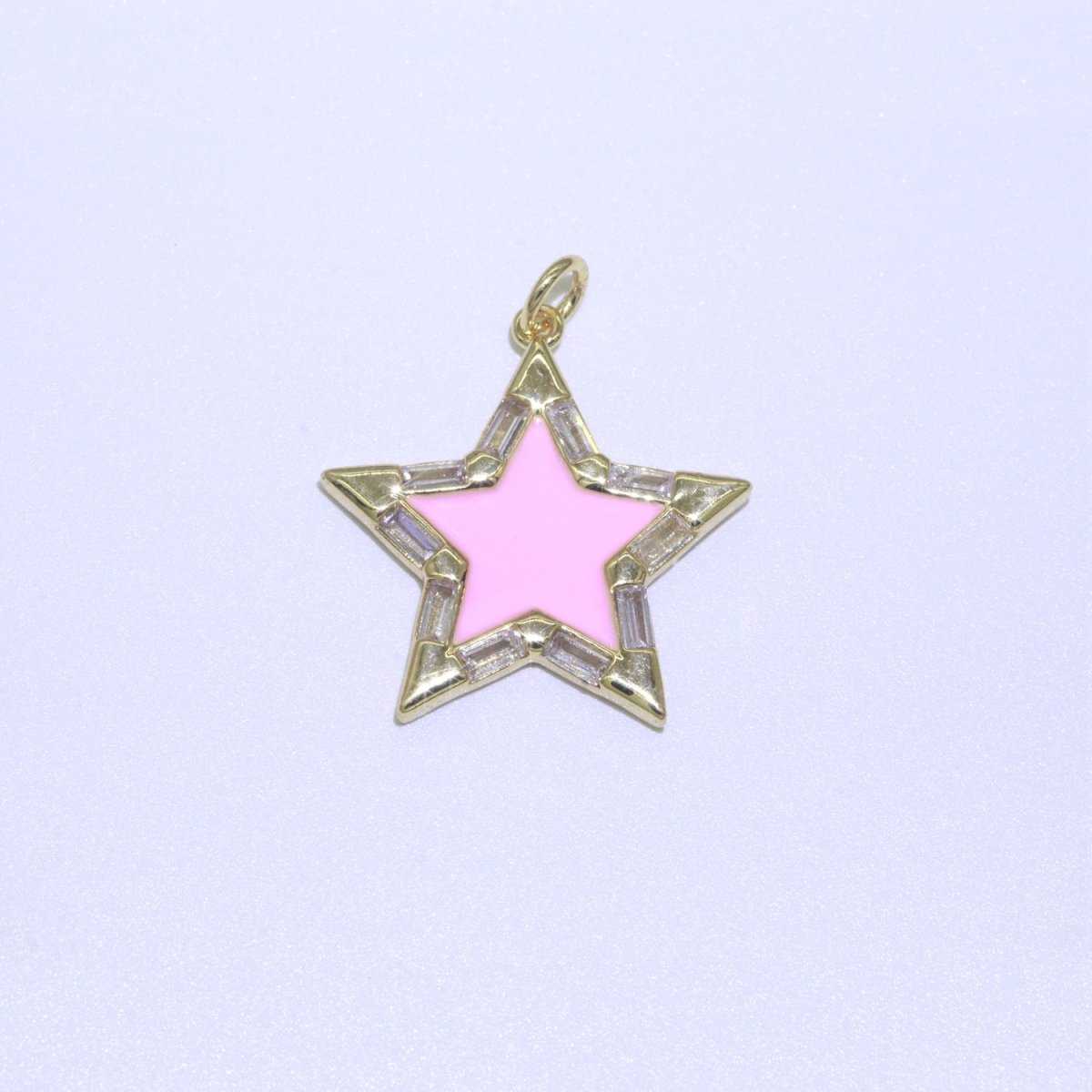 Colorful Enamel Star Charm Pendant, Red Yellow Pink Green Blue Enamel Cubic Pendant, 14K gold plated Celestial Jewelry Making Supply M-325-M-335