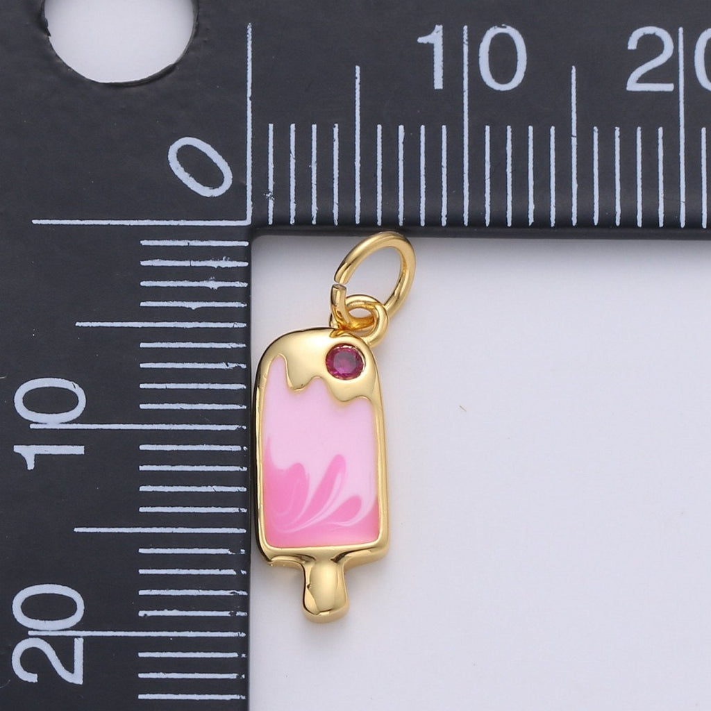 Colorful Ice Cream Charms Enamel Gold Plated for Bracelet Necklace Earring Component Summer Jewelry D-258 D-259