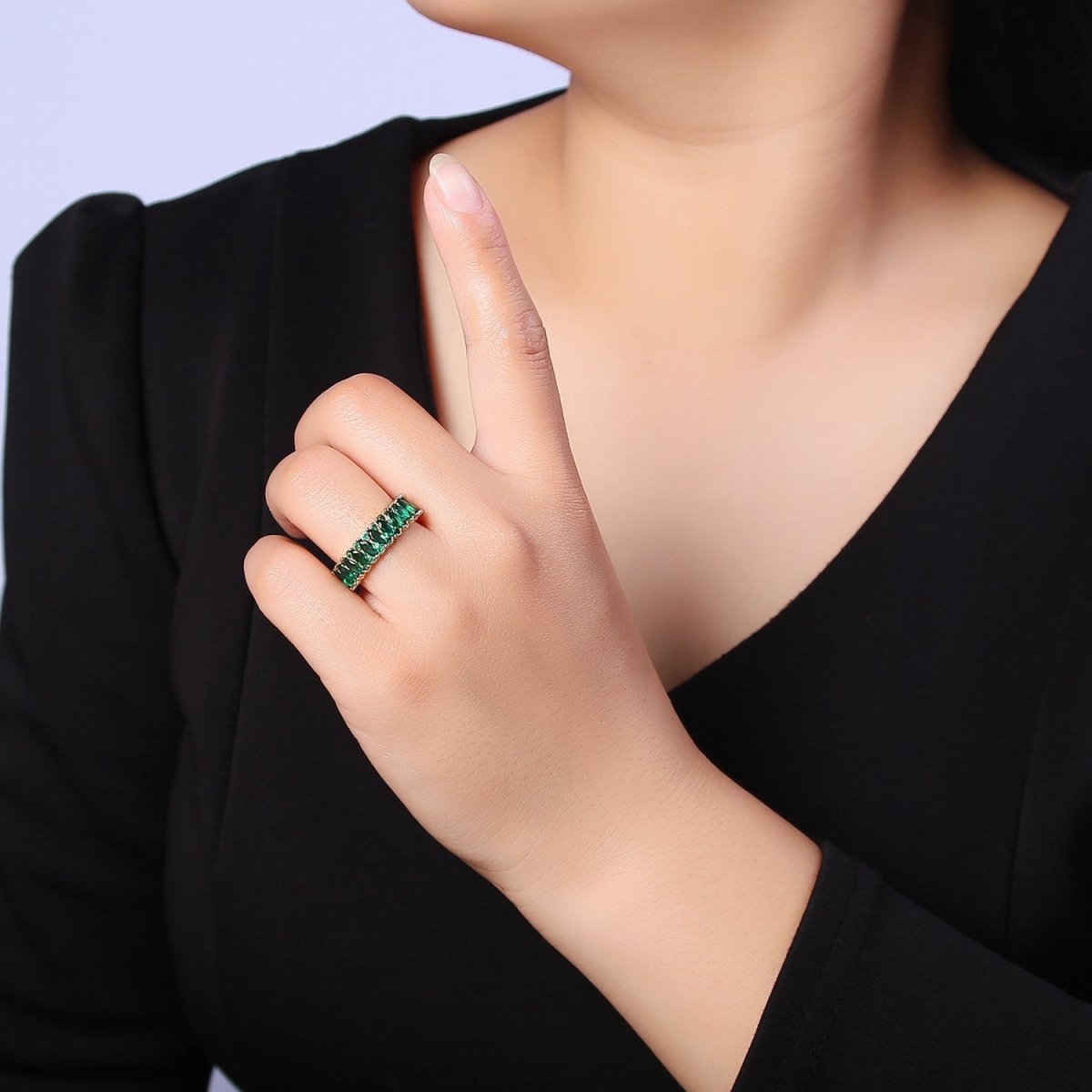 Colorful Marquise Pave Ring Rainbow Statement Ring Open Adjustable O-2184 O-2190