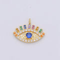 Colorful Micro Pave Evil Eye Charm Cubic Eye Of Ra Necklace Earring Charm in 14k Gold plated for Good Vibes Protection from bad evil C-861 - DLUXCA