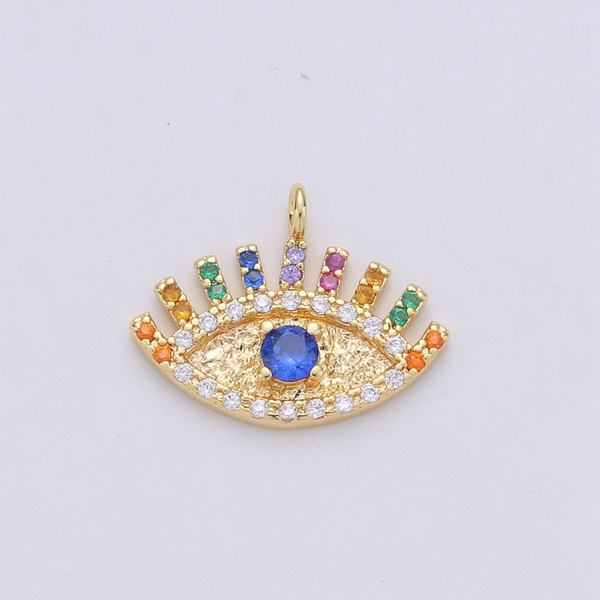 Colorful Micro Pave Evil Eye Charm Cubic Eye Of Ra Necklace Earring Charm in 14k Gold plated for Good Vibes Protection from bad evil C-861 - DLUXCA