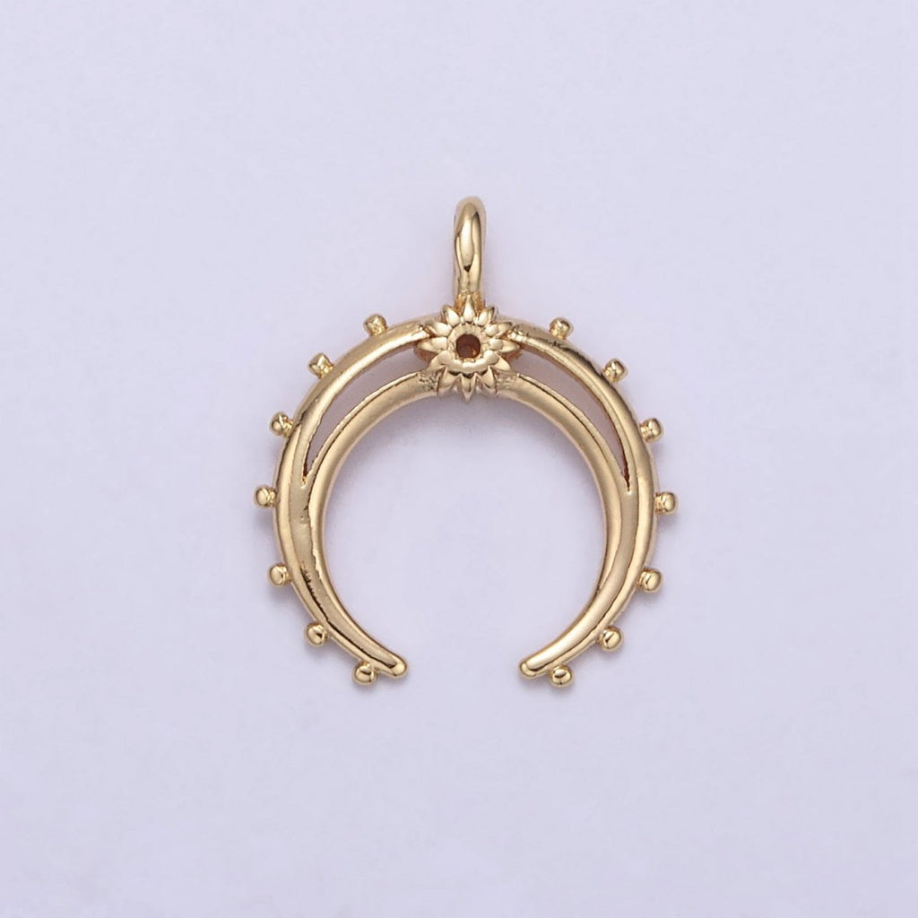 Crescent Moon Horn Charm 18k Gold plated Upside Down Tusk Moon Pendant Bohemian Boho C Shape Curve H-551 - DLUXCA