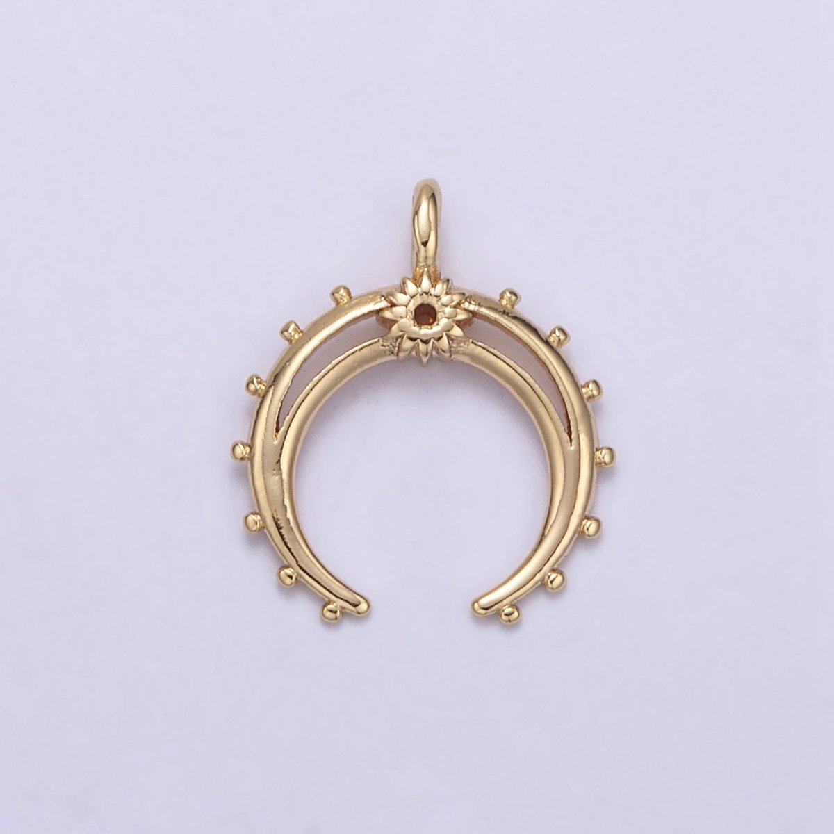 Crescent Moon Horn Charm 18k Gold plated Upside Down Tusk Moon Pendant Bohemian Boho C Shape Curve H-551 - DLUXCA