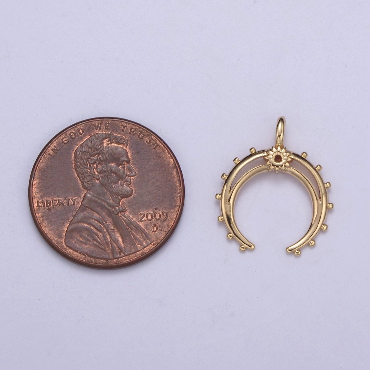Crescent Moon Horn Charm 18k Gold plated Upside Down Tusk Moon Pendant Bohemian Boho C Shape Curve H-551 - DLUXCA