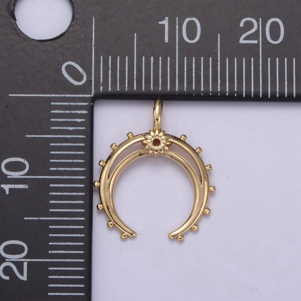 Crescent Moon Horn Charm 18k Gold plated Upside Down Tusk Moon Pendant Bohemian Boho C Shape Curve H-551 - DLUXCA