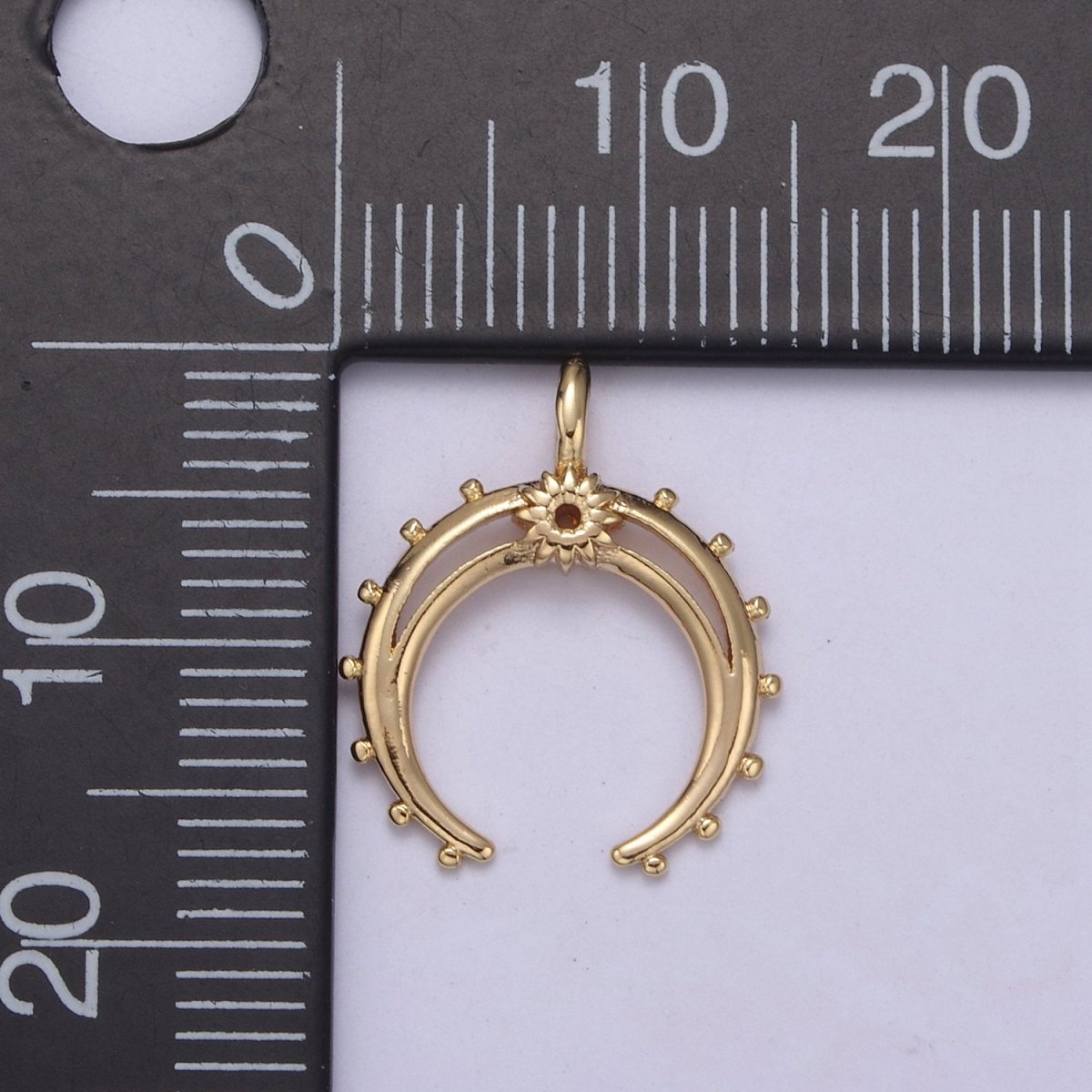 Crescent Moon Horn Charm 18k Gold plated Upside Down Tusk Moon Pendant Bohemian Boho C Shape Curve H-551 - DLUXCA