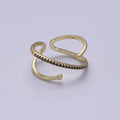 Criss Cross Ring - Double Band Ring - Gold Ring women Adjustable CZ Ring S-467 ~ S-470