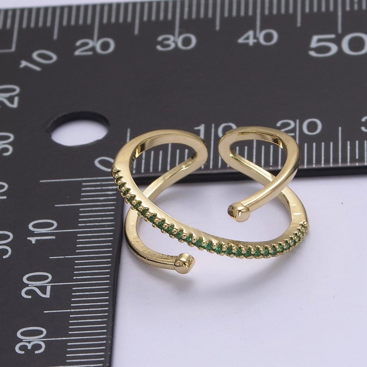 Criss Cross Ring - Double Band Ring - Gold Ring women Adjustable CZ Ring S-467 ~ S-470