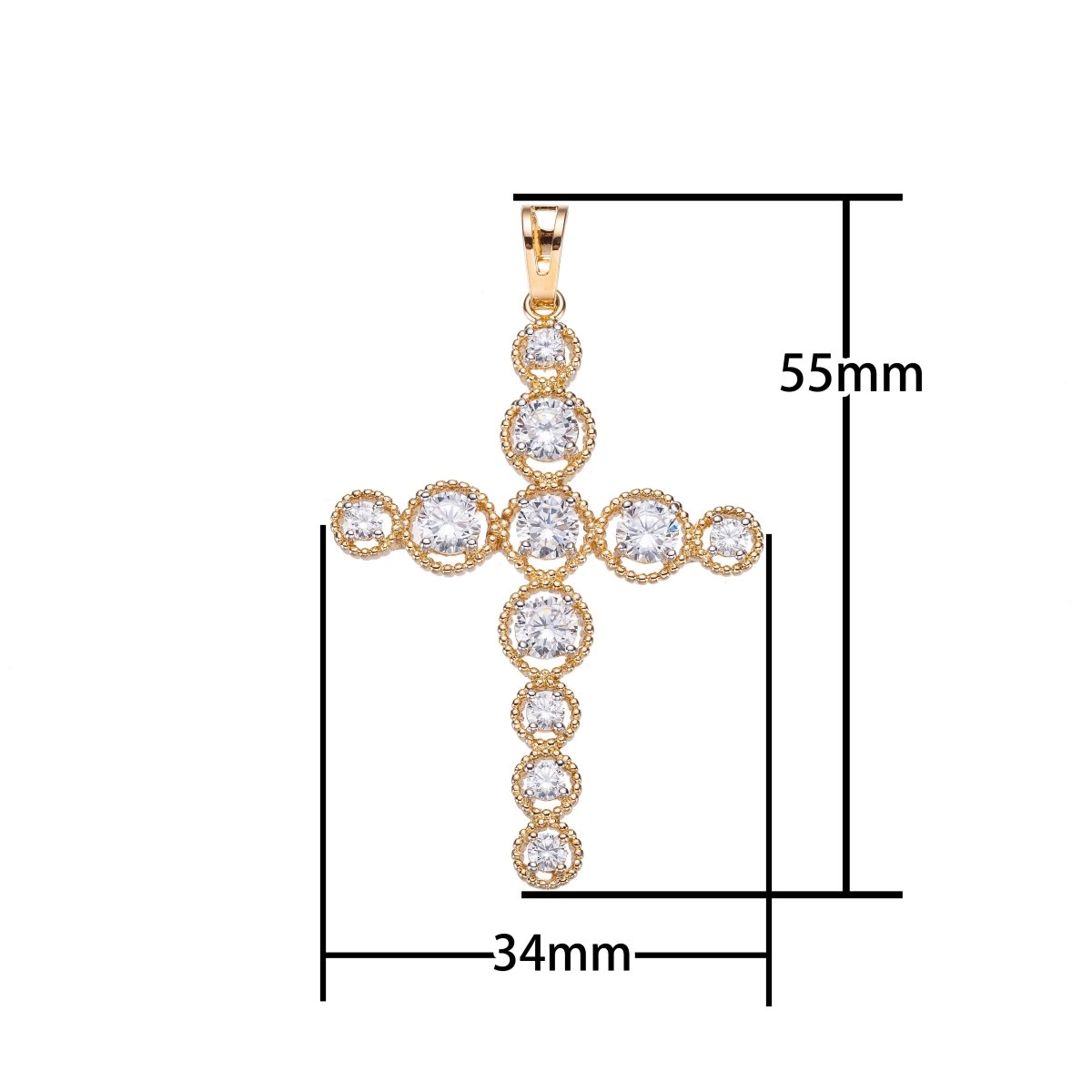 Cross Gold plated Pendant Necklace - Unique Cross Gold Pendant Cubic Zircon Crystal - CZ Cross pendant for women Religious Pendant Charm I-012 - DLUXCA