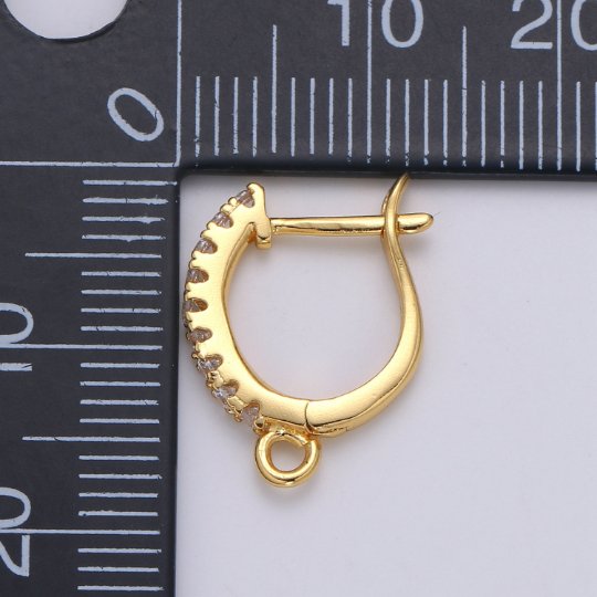 Cubic 24k Gold plated one touch w/ open link Lever back earring making, 16x13 mm, Nickel free Lead Free for Earring Charm Making Findings K-752 - DLUXCA